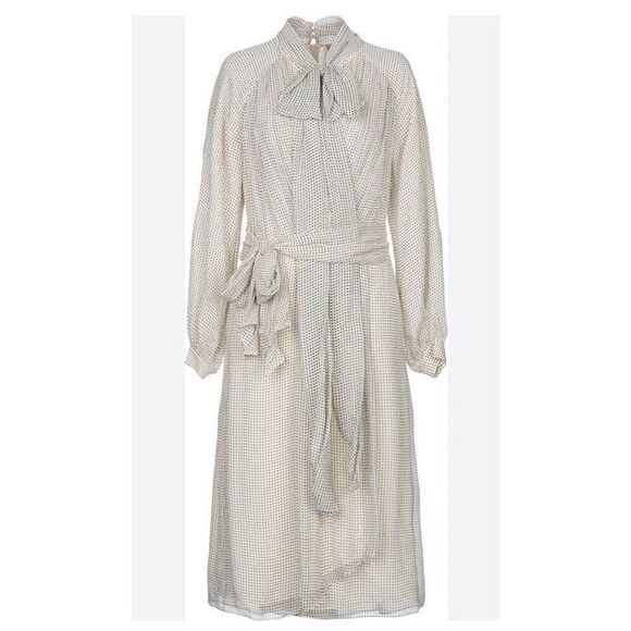 Burberry London England Dresse Silk Polka Dot bow neck sz 38 US 4 - Picture 1 of 16